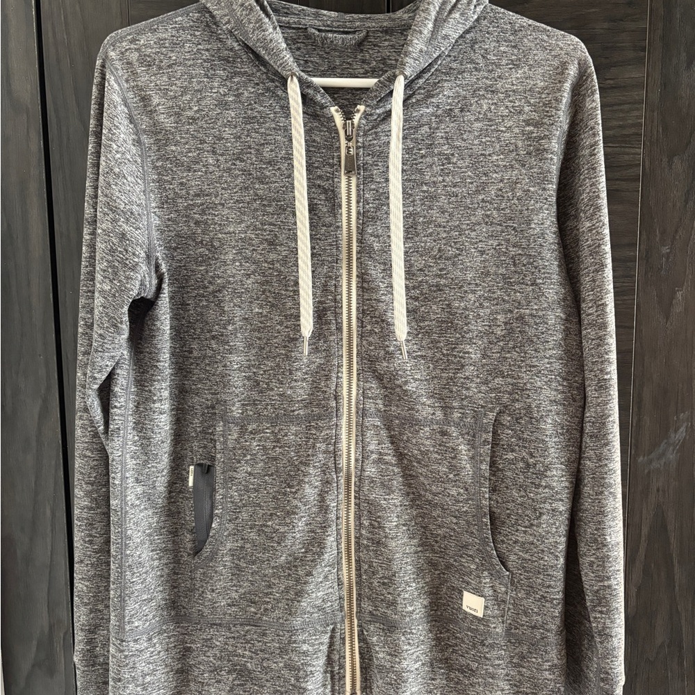Vuori Grey Zip-Up Hoodie, Size Small